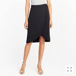 JCrew | black faux wrap lined skirt